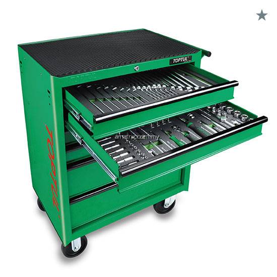 TOPTUL GE20815 208PCS MECHANICAL TOOL SET W/6DRAWER MOBILE TOOL
